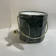 VIntage Retro 70s KRAFTWARE Ice Bucket Barware Faux Green Marble Gold Clear Lid