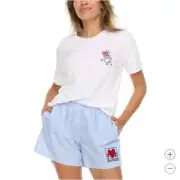 Keith Haring Women's Pajamas White Multicolor T-Shirt Boxer Elastic Waist Large