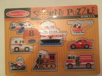 Sound Puzzle Vehicles (Hear The Sounds) Ages 2+ By Melissa& Doug New