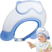 Baby Hair Washing Shield, Waterproof Shower Cap, Adjustable Bath Visor, Soft Shampoo Guard, Perfect for Kids Girls Boys Bathing Hair Wash, 23x23x7cm Gray Blue Pink