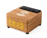 S38 Yellow Bedroom 3 In 1 Digital Display Clock Wireless Charging Bluetooth Speaker Home Desktop Card Audio Music Player