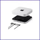 Elegant Mac Mini Hub with NVME/SATA SSD Support and 4 USB Ports - Silver Finish