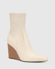 Tonya Stone White Stretch Leather Ankle Boot