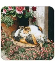 Cork Back Coaster-Cat Design-CALICO CATS-Create Your Own Set!