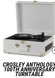 New! Ltd Edition 100th Anniver 3 Speed, Bluetooth Anthology Turntable by Crosley