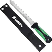 PAXLINSEN Stainless Steel Garden Knife with 7.8" Blade, Double Side Utility Sod Cutter Lawn Repair Garden Knife with Nylon Sheath (green)