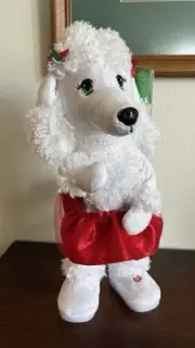Gemmy Jingle Bell Rock Dancing Poodle Christmas Animated Swaying Dog Plush