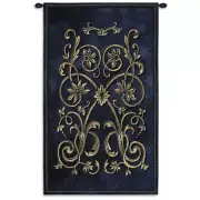 32x53 FLORETTE BLEU French Filigree Blue Architectural Tapestry Wall Hanging