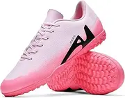 [KUUK] Men's Women's Football Boots Teenagers Football Shoes Artificial Grass Indoor Shoes Football Turf Indoor Outdoor AG FG TF Competition Training Shoes Unisex, 2286 Tf Pink, 9 AU