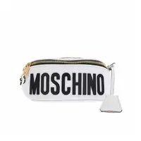 在飛比找momo購物網優惠-【MOSCHINO】經典鋼盔泰迪熊皮革胸包腰包 白色(7-T