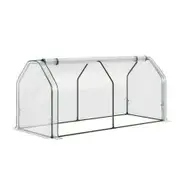 Green Fingers Mini Greenhouse PE Cover Green House Roll-Up Zippered Door 1.2x0.5x0.6M