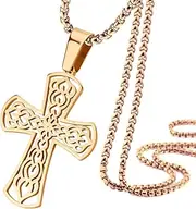 [555Jewelry] Stainless Steel Celtic Cross Necklace Pendant for Men 16-24" Chain