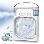Portable Desk Misting Fan, 3 Speeds Humidifier Misting Fan, Cool And Moist Ice Air Cooler, Personal White