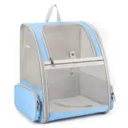Blue Foldable Pet Carrier Backpack - Breathable Mesh Travel Bag for Cats & S