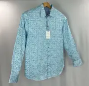 Robert Graham Button-Up Shirt Mens 3XL Colorful Vibrant Geometric Water Blue NWT
