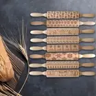 Christmas Wooden Rolling Pin 3D Carved Embossing Roller Cookies Making Reindeer
