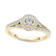0.63 CT. T.W. Natural Diamond Frame Antique Vintage-Style Engagement Ring in Solid 14K Gold