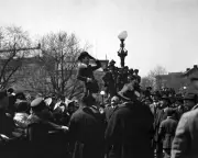 New 8x10 World War I Photo: Comedian Charlie Chaplin Making Speech for War Bonds