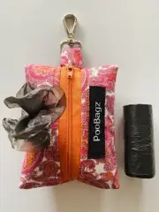 Dog Poo Bag Holder -Handmade - Paisley Pink