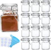 "12-Pack Small Glass Spice Jars with Airtight Lids & Labels"