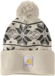 Carhartt Knit Pom Jacquard Ladies Beanie, white for Women One Size
