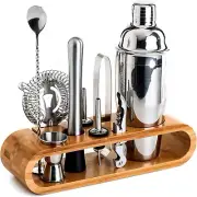 Cocktail Set Cocktail Shaker Set 10-Piece Bar Tool Set with Bamboo Stand |