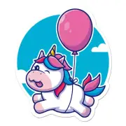 Unicorn Flying Balloon, Vinyl Decal Sticker, Indoor Outdoor, 3 Sizes, #11940