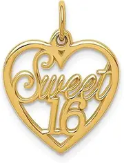 [JewelryWeb] 14ct Yellow Gold Polished Sweet 16 Charm Pendant Necklace 21.9x16mm