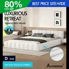 ALFORDSON Bed Frame Double Size Tufted Headboard Foundation White Boucle TALMON