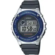 Casio Silver Blue Black 50m Unisex Digital Sports Watch W-216H-2A