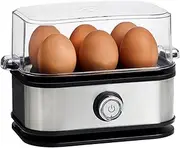 Egg Cooker Electric 6 Eggs Capacity with Auto Shut-Off, Stainless Steel Egg Boiler, Small Kitchen Appliances Food Steamer with Water Measuring Cup, BPA Free, Easy to Clean