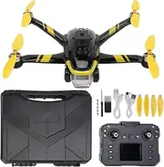 Drone with 4K Camera Screen, for Adults Beginners, 4 Way Obstacle Avoidance, Brushless Motors, 360° Rolls Remote Control Quadcopter (Yellow)