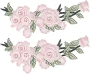 Baxnore Iron on Patches, Sew on Embroidered Patch, Flower Cotton Sew on Repair Patches, Iron on Repair Patches, Sewing Applique for Vests Hats (Pink)