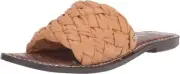 Sam Edelman Griffin Natural Sand Leather Rounded Open Toe Slip On Flats Sandals
