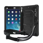 For Apple iPad Air 1 9.7 inch 2013 For Kids With Pencil Holder Shockproof Protective Heavy Duty Kickstand Stand Case Cover (Black)
