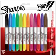 Sharpie Twin Tip Brush & Fine Point Permanent Markers 12 Pack