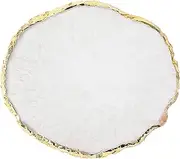 YUNAI Resin Nail Art Palette, Gold Edge Nail Art Painting Plate for Makeup, Nail Paint Palette Resin, Nail Tip Holder, Nail Art Display (White)