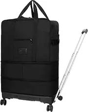 [IAMOL] Expandable Foldable Luggage with Telescoping Handle Large Capacity Collapsible Suitcase with Removable Wheels Rolling Travel Bag for Men and Women, black, Large
