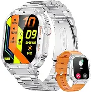 LIGE Smart Watch for Men Answer/Make Calls,400 mAh Outdoor Smart Watches with 100+ Sports, 2 Straps,1.96 Newest Men Smartwatch for iOS Android Silver