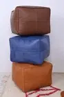 Leather pouf, Unstuffed square Ottoman Pouffe Moroccan , handmade footstool