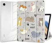 Batianda Hybrid Case for Samsung Galaxy Tab A8 10.5 inch 2022 Model (SM-X200/X205/X207) Shockproof Cover with Clear Transparent Back Shell TPU Bumper Auto Sleep/Wake, Cute Dogs