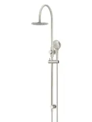 Meir Round Gooseneck Shower Set with 200mm rose, Three-Function Hand Shower - PVD Brushed Nickel