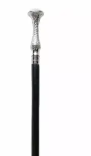 GENTLEMEN CLASSIC STYLE WOODEN WALKING STICK /CANE BRASS HANDLE NICKLE FINISH