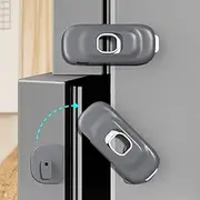 Cabinet Fridge Locks Baby Proofing, 4 PACK Child Proof Cabinet Refrigerator Locks, Baby Child Safety Frigerator Locks for Cabinets, with Strong Adhesive Pad for Draw Kitchen Oven（Grey)