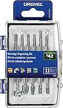 Dremel 729-01 11-Piece Carving & Engraving Rotary Tool Accessories Kit - Includes Engraving Bits & Grinding Stones- Ideal for Wood, Metal, and Glass