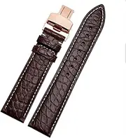 [KAVJU] Crocodile leather watchband for any brand wristband 16 17 18 19mm straps with folding clasp