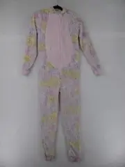 Dots & Dreams Pajamas Girls Large 14 Pink Cheetah One Piece Plush Hooded