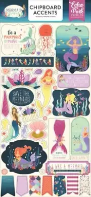 Echo Park Paper MERMAID DREAMS 6x13 Sheet of Chipboard Accents