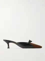 [Manolo Blahnik] Manolo Blahnik - Limormu 50 Bow-detailed Two-tone Leather And Suede Mules - Brown - IT40 IT 40 Brown