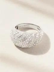[Anita Ko] Anita Ko - Domed 18-karat White Gold Diamond Ring - Silver - 7 7 Silver